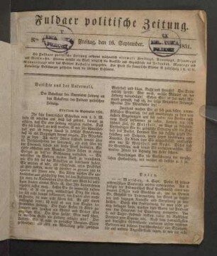 Freitag, den 16. September. 1831