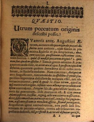 Exercitationum theologicarum disputatio IV., de statu hominis destituto, seu peccato originis
