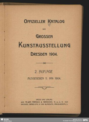 1904: Offizieller Katalog der Großen Kunstausstellung Dresden