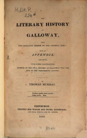 The literary history of Galloway