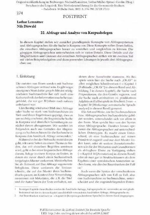 Abfrage und Analyse von Korpusbelegen