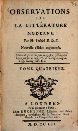 Observations sur la littérature moderne, 4