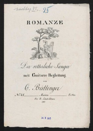 Lied Nr. 25 Romanze: "Dem König treu und treu dem Vaterlande..". Der ritterliche Sänger. Mit Guitarre-Begleitung.