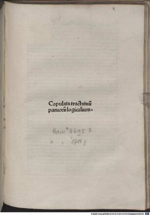 Copulata tractatuum parvorum logicalium Petri Hispani secundum opinionem et viam Thomae Aquinatis