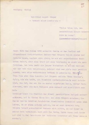 [W138]: Gottfried August Bürger. : Versuch einer Annäherung
