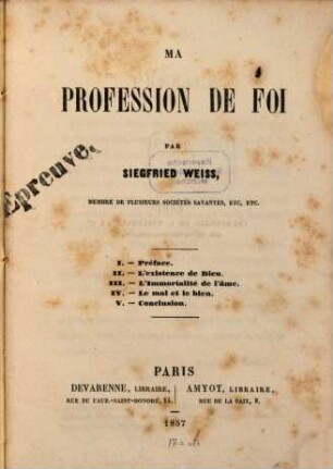 Ma profession de foi