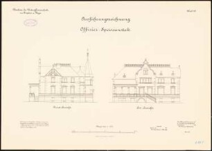 Unteroffiziersschule, Treptow/Rega: Offiziersspeiseanstalt: Aufriss Nordansicht, Ostansicht 1:100