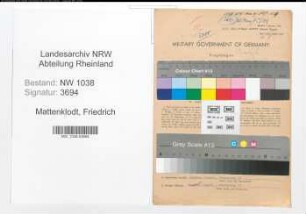 Entnazifizierung Friedrich Mattenklodt , geb. 25.06.1904 (Beamter)