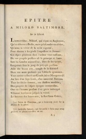 323-330, Epitre a Milord Baltimore, Sur la Liberté.