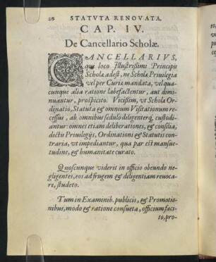 IV. De Cancellario Scholae.