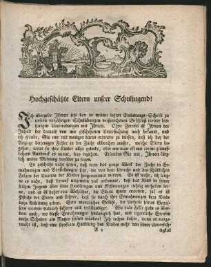 Hochgeschätzte Eltern unsrer Schuljugend!