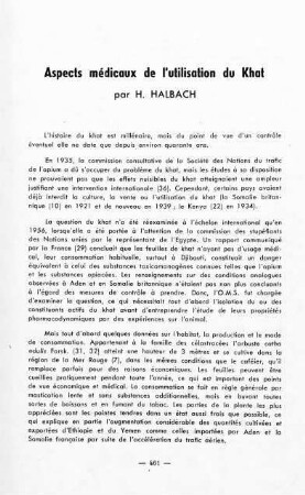461-469, Aspects médicaux de l'utilisation du Khat