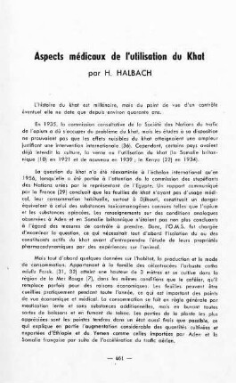 461-469, Aspects médicaux de l'utilisation du Khat