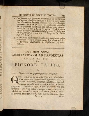 733-743, Sp. 226. De Pignore tacito