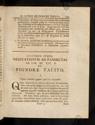 733-743, Sp. 226. De Pignore tacito