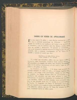 Sobre un verso de Apollinaire
