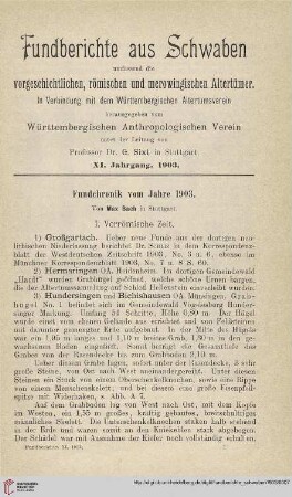 11: Fundchronik vom Jahre 1903