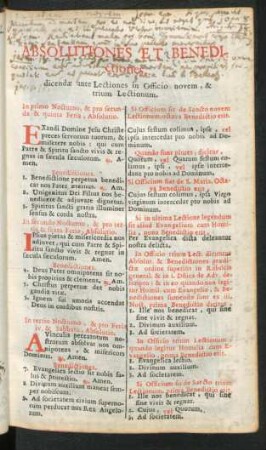 Absolutiones Et Benedictiones
