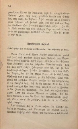 Sechzehntes Kapitel. Lioba's seliger Tod im Kloster zu Schornsheim. Ihre Bestattung zu Fulda.