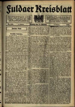 Zweite Ausgabe vom Montag, den 31. Oktober 1910.