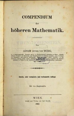 Compendium der höheren Mathematik