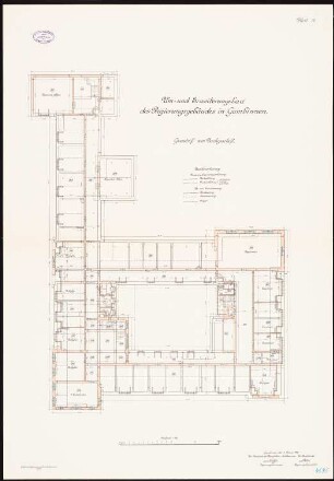 Regierungsgebäude, Gumbinnen Erweiterungsbau: Grundriss Dachgeschoss 1:100