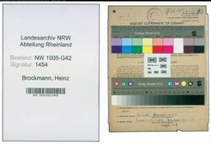 Entnazifizierung Heinz Brockmann , geb. 26.02.1899 (Fotograf)