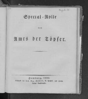 Special-Rolle des Amts der Töpfer