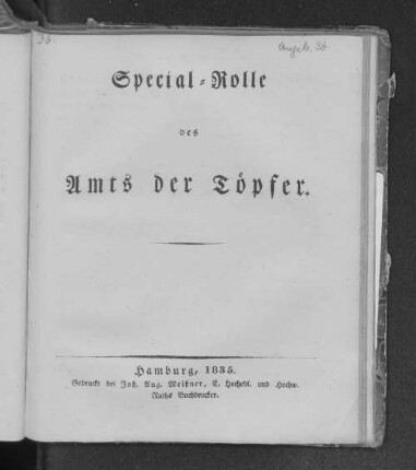 Special-Rolle des Amts der Töpfer