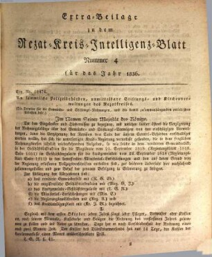 Königlich Bayerisches Intelligenzblatt für den Rezat-Kreis. 1836