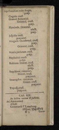 Cap. XIX. De Salibus nativis & factitiis.