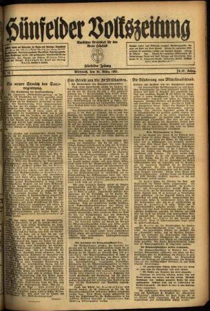 Ausgabe vom Mittwoch, den 30. März 1921.