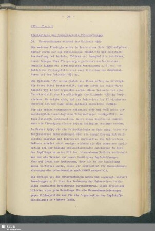 III. Teil. Virologische und immunologische Untersuchungen