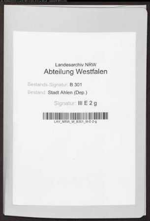 Streitigkeiten der Stadt Ahlen mit denen von Glaen zu Severinghausen.