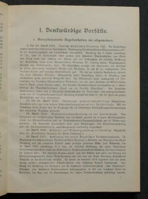 I. Denkwürdige Vorfälle.