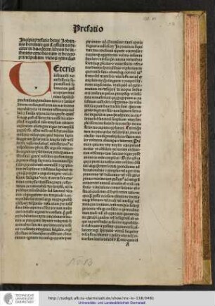 Incipit prefatio beati Johannis Heremite qui Cassianus dicitur in duodecim libros de institutis cenobiorum et de octo principalium vitiorum remediis.