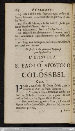 L' Epistola di S. Paolo Apostolo a' Colossesi