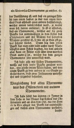 61-70, Vergleichung des alten Thermometers des ...; ...