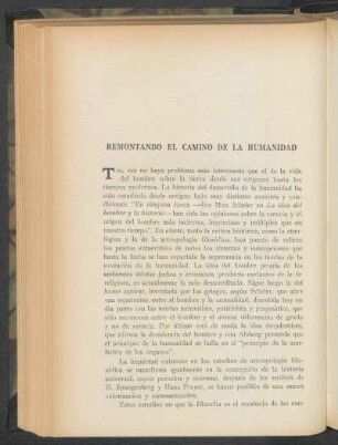 Remontando el camino de la humanidad