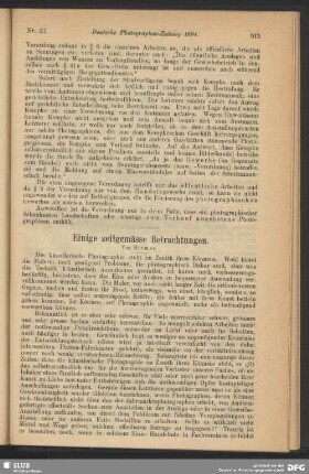 Einige zeitgemässe Betrachtungen