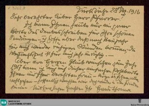 Brief von Hans Thoma an Karl Anton vom 28.12.1916 - K 3262, 8