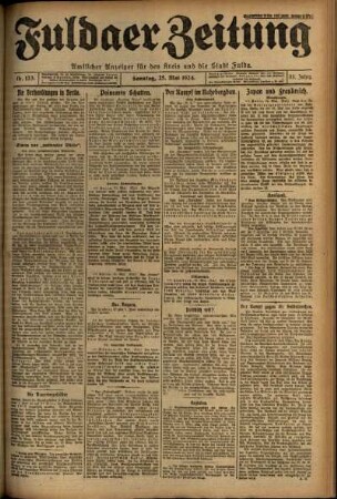 Erste Ausgabe vom Sonntag, den 25. Mai 1924.