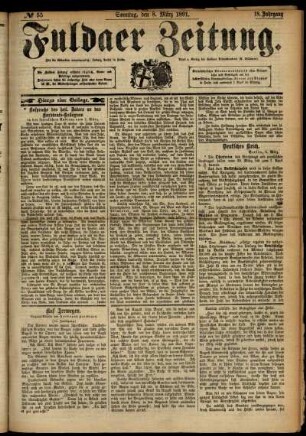 Erste Ausgabe vom Sonntag, den 08. März 1891.