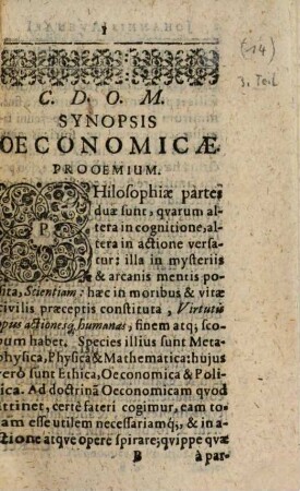 Johannis Avenari In Academia VVittebergensi Eloqv. Proffesoris P. Synopsis Oeconomica