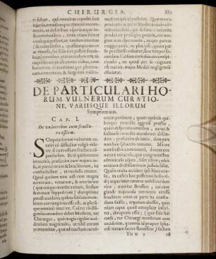 De Particulari Horum Vulnerum Curatione, Variisque Illorum Symptomatis.