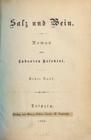 Salz und Wein : Roman, 1