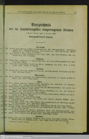 Handelsregister : Verzeichnis der im Handelsregister eingetragenen Firmen