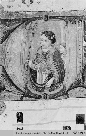 Liturgische Handschrift : Historisierte Initiale: Porträt eines Mannes in liturgischen Gewändern