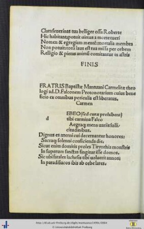 Debeo tibi carmina Falco Aegraque mens