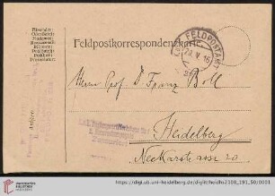 Brief von Fritz Saxl an Franz Boll